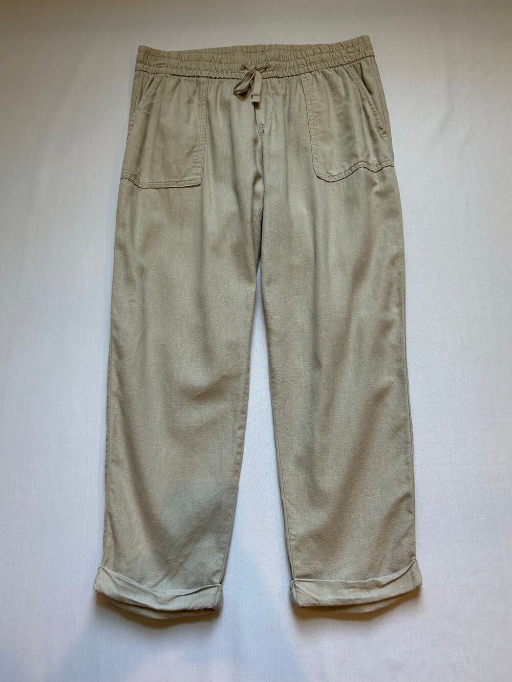 Old Navy Linen Blend Cropped Pants Flax Beige Small